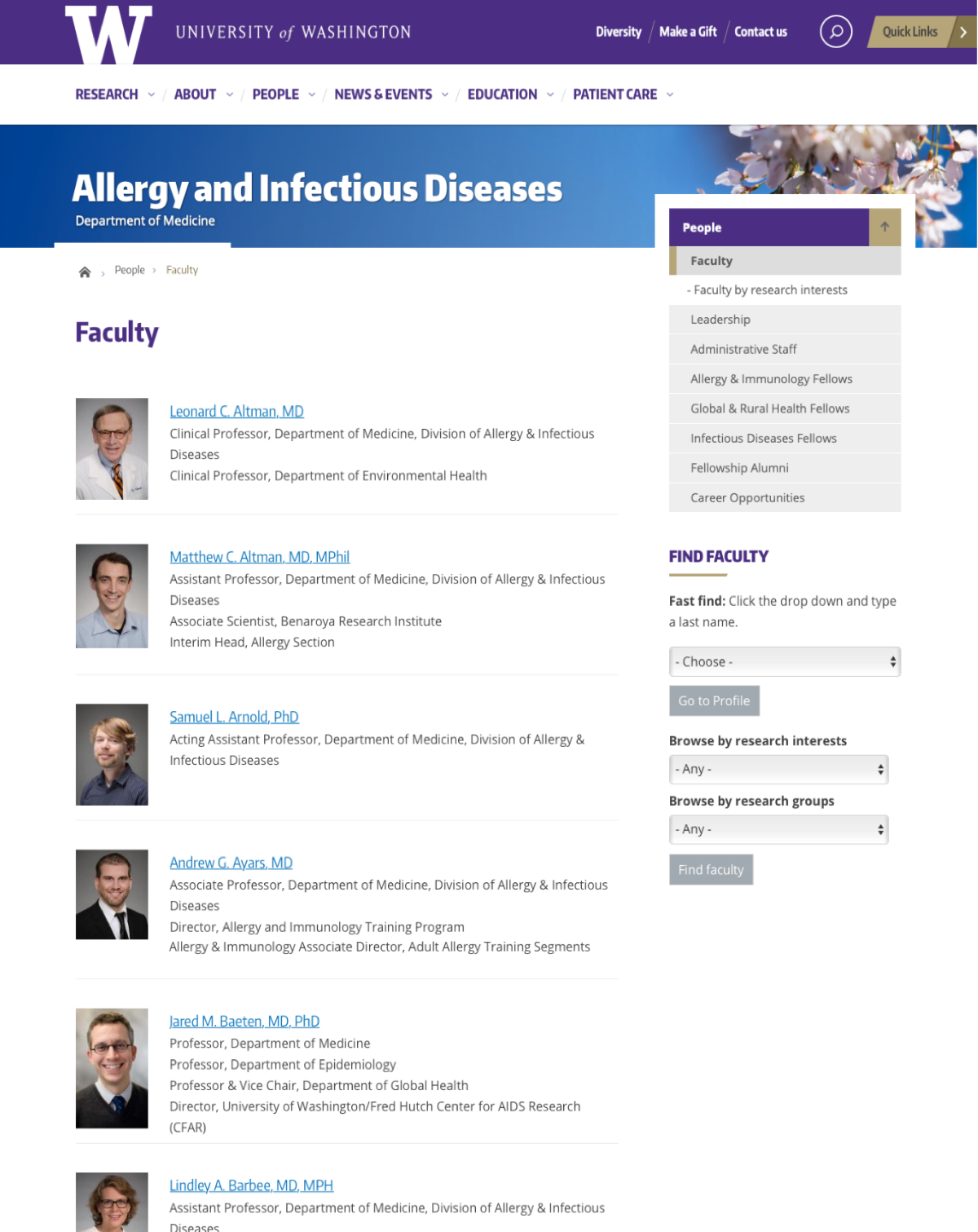 allergy & infectious diseases old page screenshot