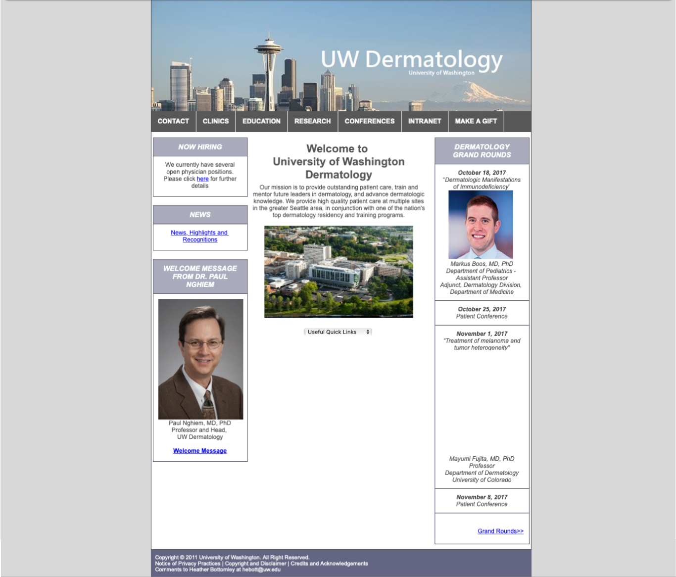 old dermatology homepage screenshot